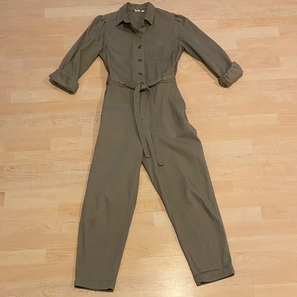 GAP Olive Green Utility Belted Cropped Jumpsuit Size 4